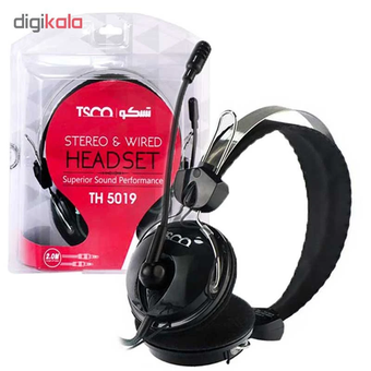 هدفون تسکو مدل TH 5019 دو گوشی، با رابط جک 3.5 میلی‌متری صدا، مناسب برای مصارف عمومی و اداری