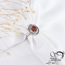 انگشتر نقره 925 عیار با سنگ عقیق کد 11464