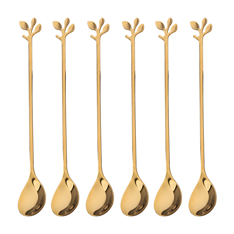 قاشق شربت خوری مدل برگ مجموعه 6 عددی