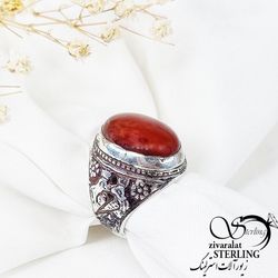 انگشتر رکاب کبوتری نقره سنگ عقیق کد 11543