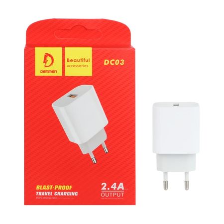 شارژر دیواری 12W فست تک پورت DENMEN مدل DC03