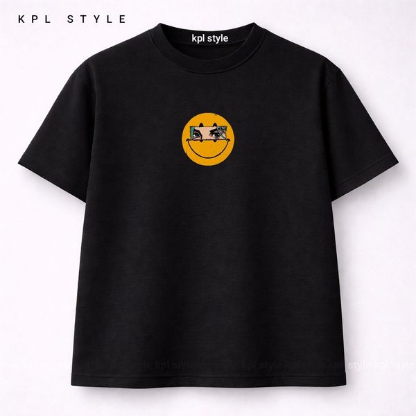 تیشرت باکسی نخ پنبه با طرح لبخند | پارچه بادوام | کد 1455