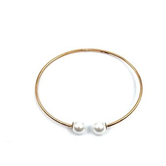 دستبند طلا زنانه مدل بنگل مرواریدی