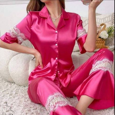 پیراهن وشلوارساتن برند لورنزا کد2553