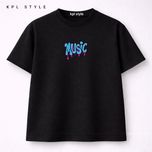 تیشرت باکسی نخ پنبه با طرح MUSIC | فیت آزاد | کد 1456