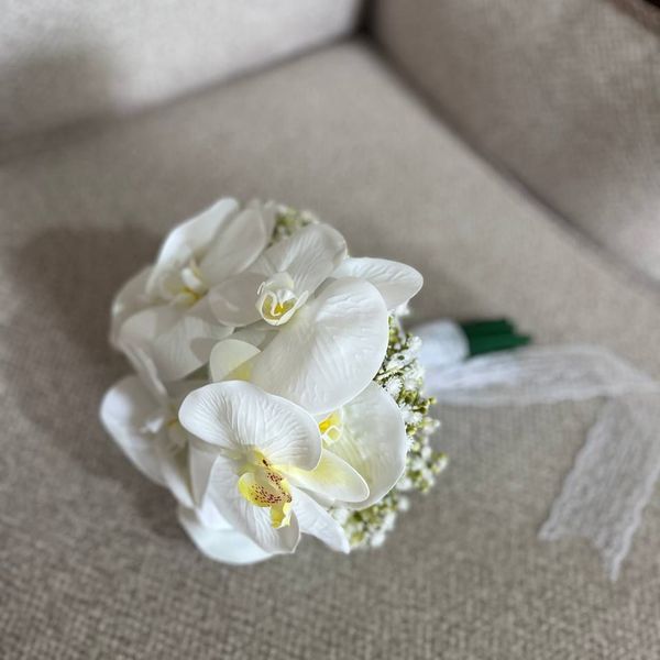 دسته گل عروس مصنوعی ارکیده لمسی