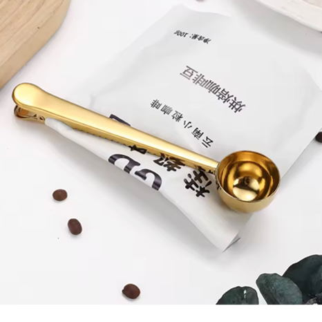 قاشق اندازه‌گیری قهوه استیل با گیره کلیپس | Coffee Scoop Clip مناسب باریستا