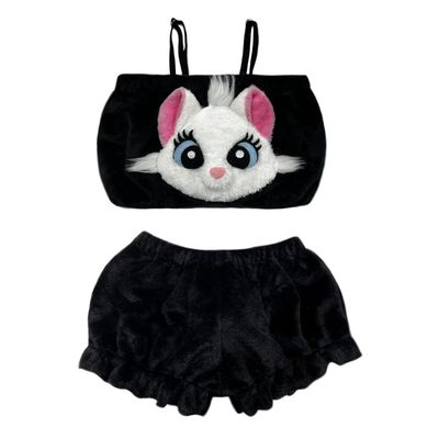 ست نیم تنه و شلوارک زنانه مدل cute cat-01