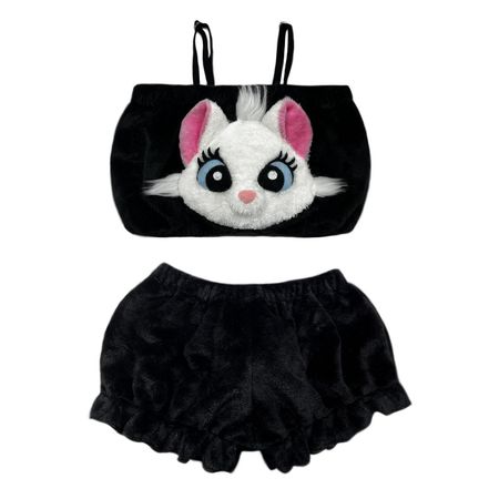 ست نیم تنه و شلوارک زنانه مدل cute cat-01