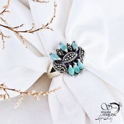 انگشتر نقره سیاه قلم سنگ زمرد کد 12059