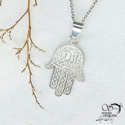 گردنبند نقره آویز طرح دست عیار925 ایتالیا  کد 12088