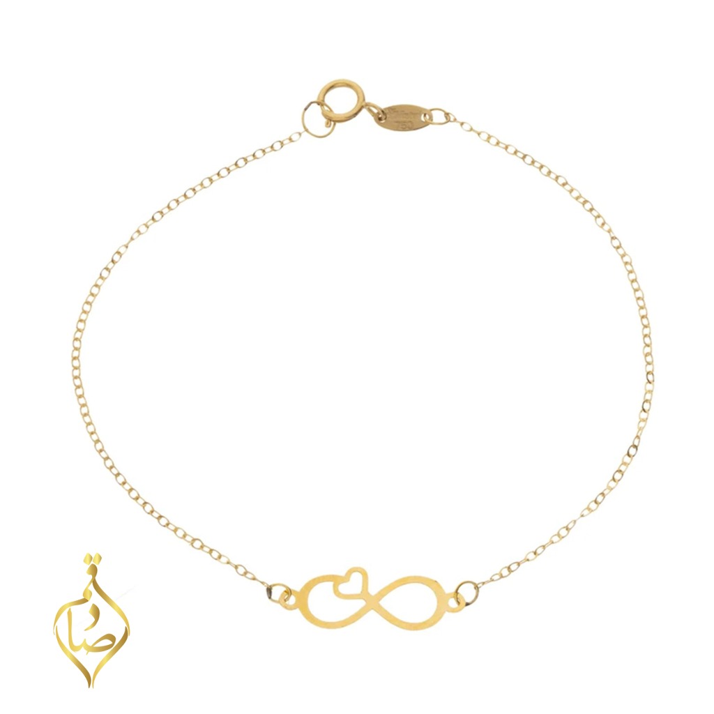 دستبند زنجیری طلا 18 عیار زنانه گالری صادقی مدل قلب و بینهایت 