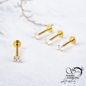 پیرسینگ لب با نگین گرد استیل کد 12244