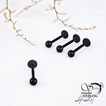پیرسینگ لب برند استیل مشکی کد 12294