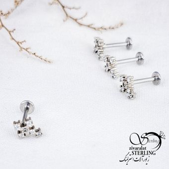 پیرسینگ لب نگین دار طرح صلیب کد 12309