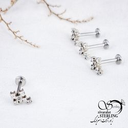 پیرسینگ لب نگین دار طرح صلیب کد 12309