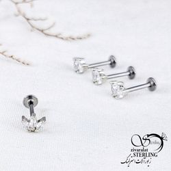 پیرسینگ لب نگین سه تایی با کد 12310