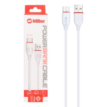 کابل شارژ فست پاوربانک اندروید Miller مدل CA-1442 - سفید (گارانتی پارتیان پایا)