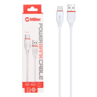 کابل شارژ فست پاوربانک Miller Type-C مدل CA-1443 - سفید (گارانتی پارتیان پایا)