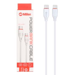 کابل شارژ فست پاوربانک Miller Type-C To Type-C مدل CA-1445 - سفید (گارانتی پارتیان پایا)