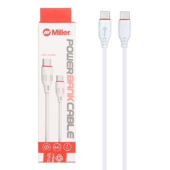 کابل شارژ فست پاوربانک Miller Type-C To Type-C مدل CA-1445 - سفید (گارانتی پارتیان پایا)