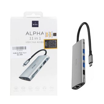 هاب 11 پورت Wiwu Type-C مدل ALPHA A11 - نقره ای
