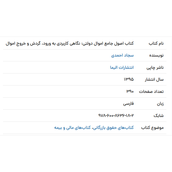 کتاب اصول جامع اموال دولتی: نگاهی کاربردی به ورود، گردش و خروج اموال