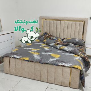 تخت خواب دونفره شیار آینه چوبی پارچه ای کوالا