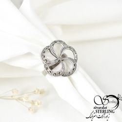 انگشتر نقره طرح گل زیبا زنانه کد:1268