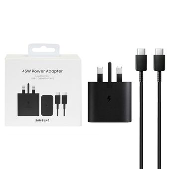 شارژر دیواری سه پین فست و PD تک پورت SAMSUNG Type-C مدل EP-T4510 45W به همراه کابل شارژ Type-C To Type-C - مشکی - ASP (گارانت...