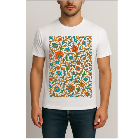 تیشرت سفید با طرح نقوش اسلیمی کد 7