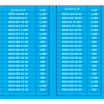 سیم کارت 0919 کد 2