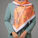 روسری طرح گوزن جنگل و ستاره های شب نارنجی