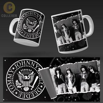 ماگ طرح گروه رامونز (The Ramones) کد 01 (سفید ، مشکی ، حرارتی)