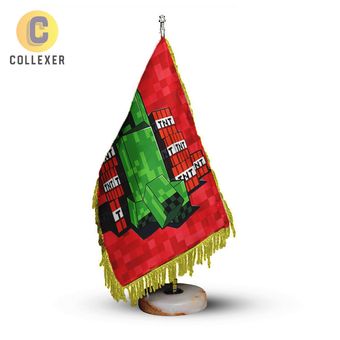 پرچم رومیزی بازی ماینکرافت (Minecraft) کد 12 - ریشه تک (رنگ انتخابی) مخمل پایه سنگی