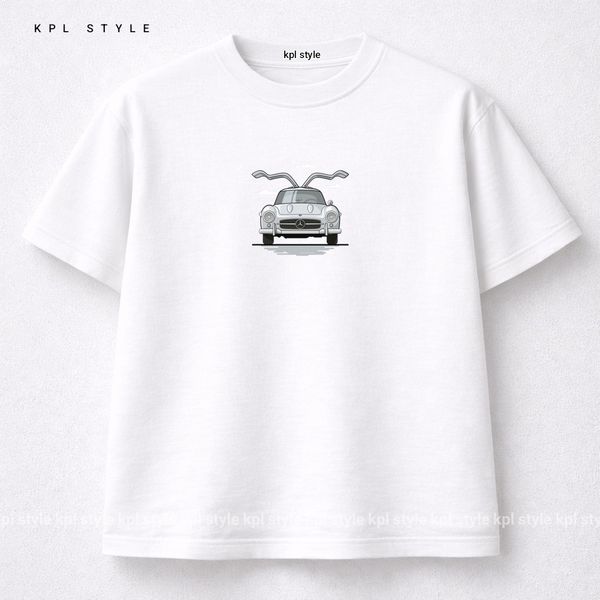 تیشرت باکسی 100٪ پنبه با چاپ مینیمال (Mercedes) | کد 1318