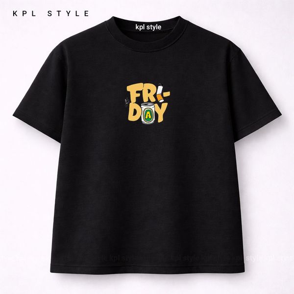 تیشرت باکسی نخ پنبه با چاپ FRIDAY | ضد حساسیت | کد 1460