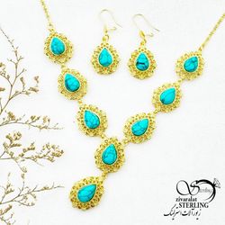 نیمست فیروزه با آلیاژ آب طلا و کد 13267