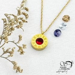 گردنبند استیل با نگین 4رنگ کد 13310