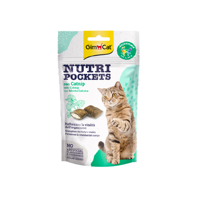 تشویقی گربه با طعم کت نیپ حاوی مولتی ویتامین جیم کت Nutri Pockets with Catnip and Multi-Vitamin
