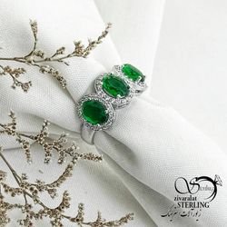 انگشتر نقره طرح زمرد ساخت ایتالیا کد 13576