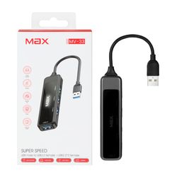 هاب 4 پورت Max مدل MV-33 - خاکستری - MMX
