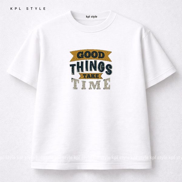 تیشرت باکسی 100٪ پنبه چیز های خوب زمان می‌برند | تنفس‌پذیر | کد 1462