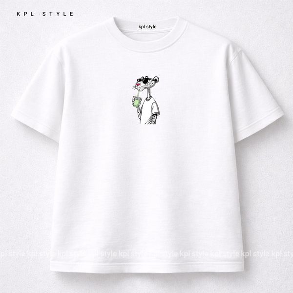 تیشرت باکسی طرح پلنگ صورتی 100٪ پنبه | کد 1380