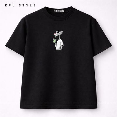 تیشرت باکسی طرح پلنگ صورتی 100٪ پنبه | کد 1380