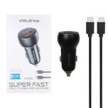 شارژر فندکی 50 وات وی آی پلاتینا مدل VK26C + کابل Type-C To Type-C