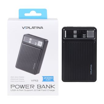 پاوربانک فست شارژ VIPLATINA 20000mAh مدل VP13 22.5W - مشکی (گارانتی 18 ماه تعویض نیکان همراه)