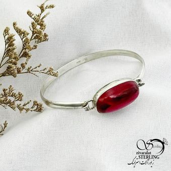 دستبند نقره مردانه سنگ یاقوت سرخ کد 13860