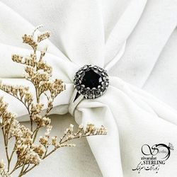 انگشتر نقره با سنگ اونیکس عیار925 کد 13869