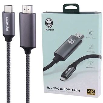 کابل تبدیل USB-C به HDMI گرین لاین مدل Green Lion 4K USB-C to HDMI Cable 2m - کد GN4KTCHDMIBK